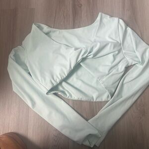 Fabletics Light Mint Long Sleeve Twist Crop Top